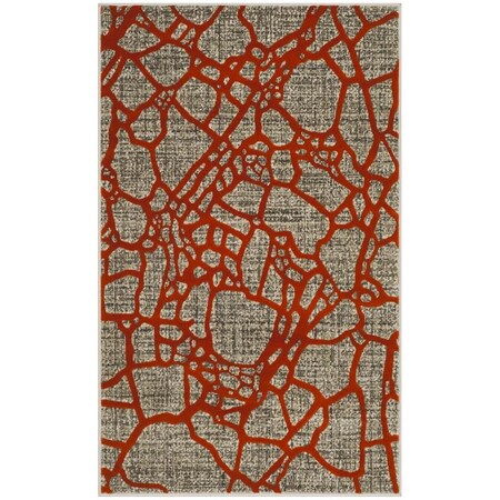 Safavieh Porcello Power Loomed Rectangle Area Rug Light Grey & Orange - 3 x 5 ft. PRL7737F-3